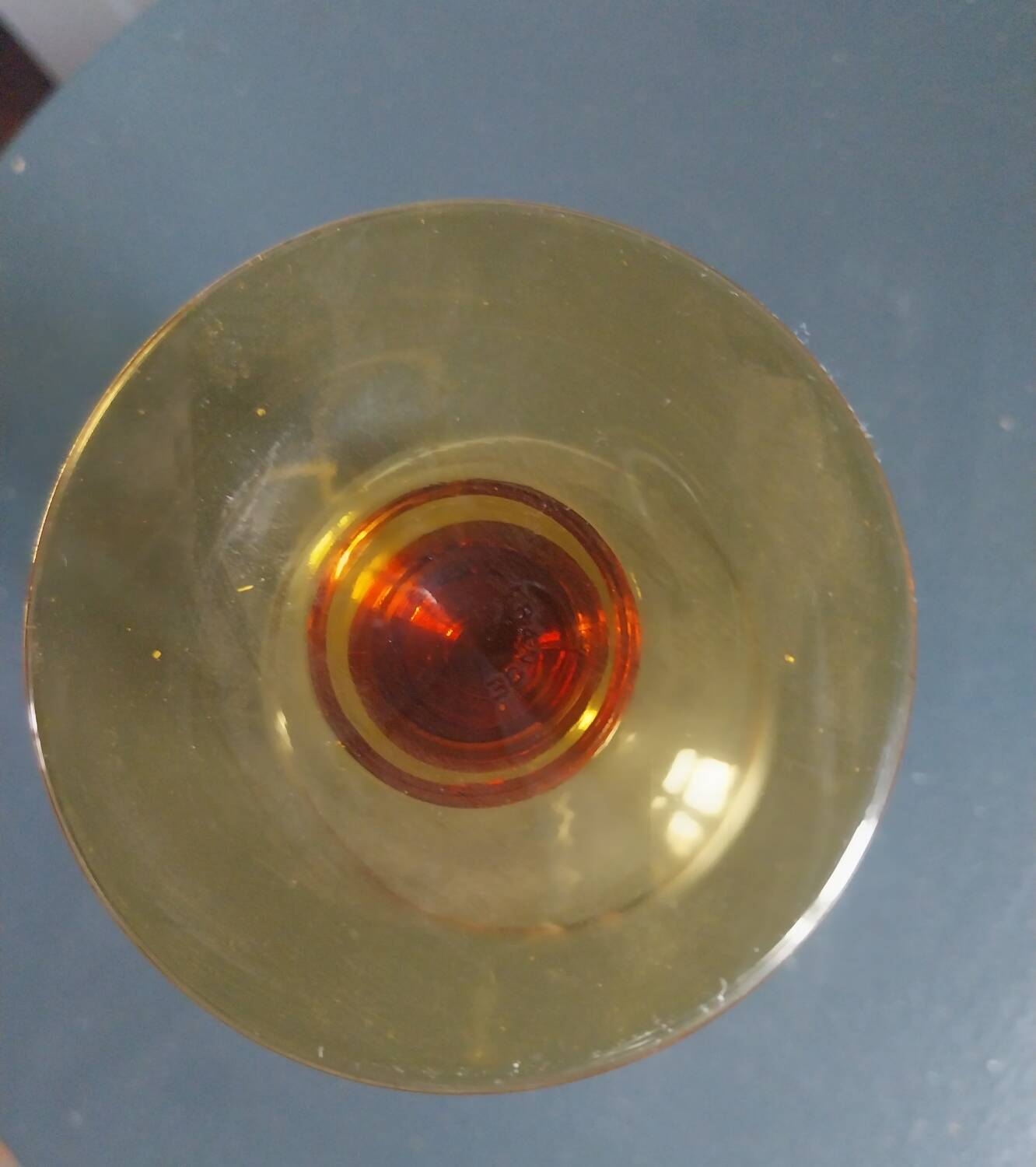 7 vintage amber stemmed glasses