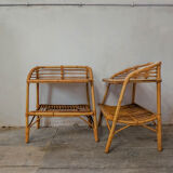 Pair of rattan bedside tables
