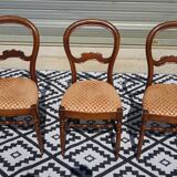 Antique Louis Philippe style chairs in walnut and velvet