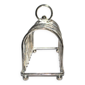 Vintage toast holder in silver metal 1950-1960 ball foot 18cm