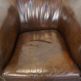 Set of 2 Large Dark Cowhide Leather Chesterfield Armchairs