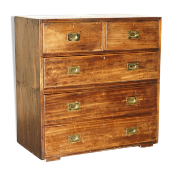 Commode de campagne militaire en acajou circa 1880