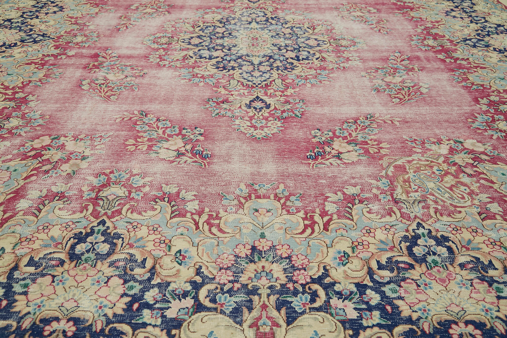 Handmade oriental unique 1980s 297 cm x 400 cm beige wool carpet