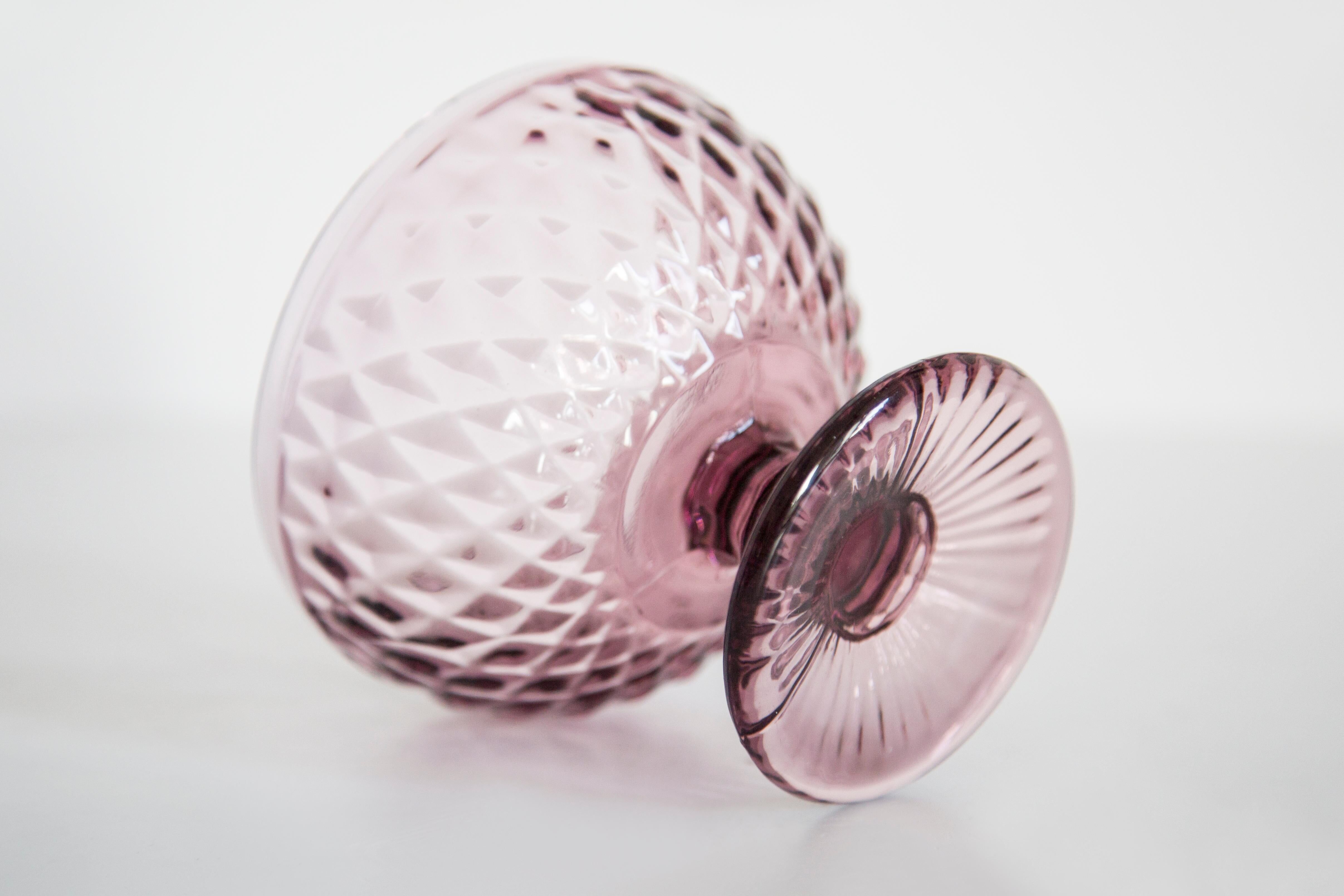 Vintage purple glass sugar bowl from the mid-century, Italy, 1960s.