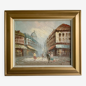 Vintage Impressionist Paris City Scene Oil Painting, Carolina Burnett 1950's