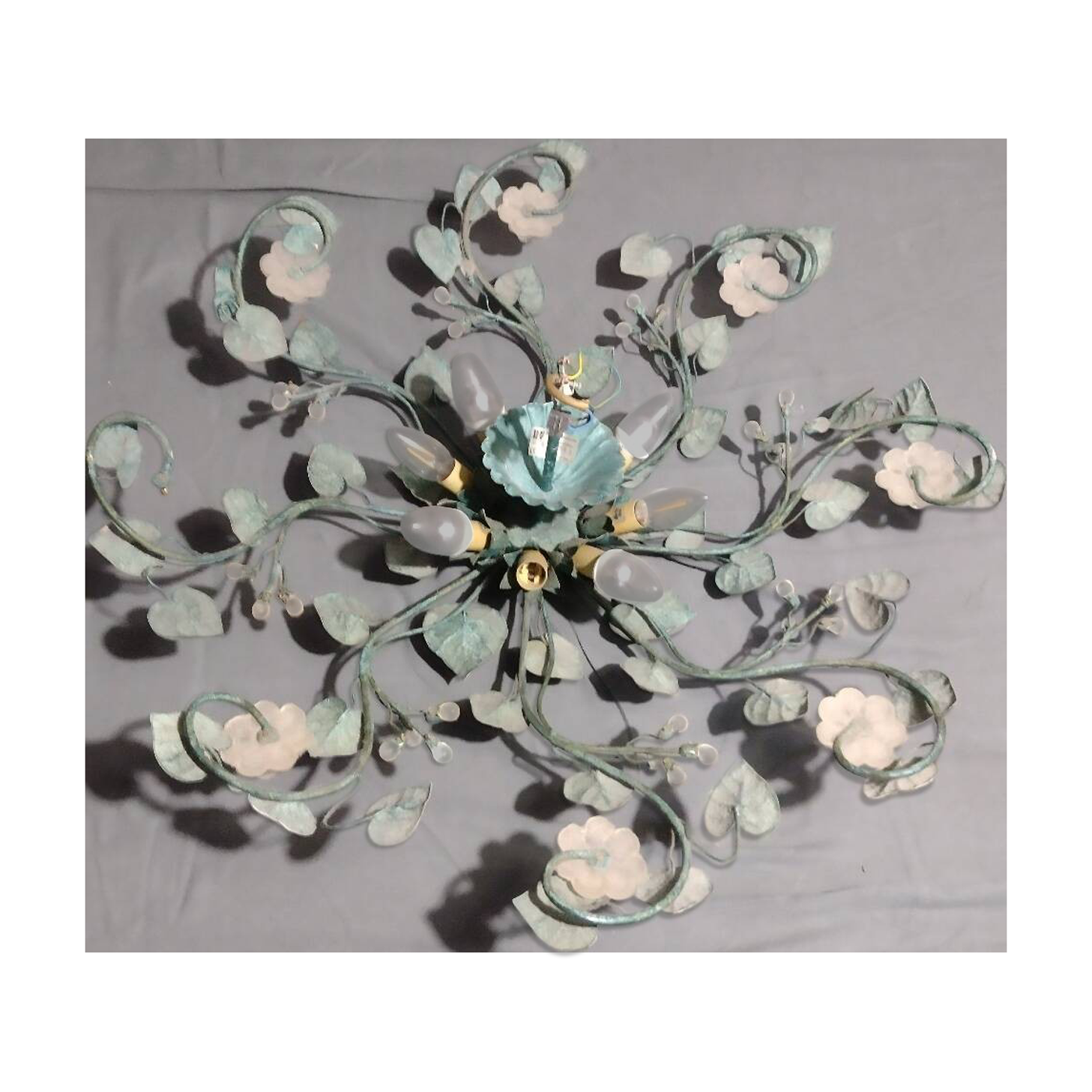Murano glass and metal floral chandelier