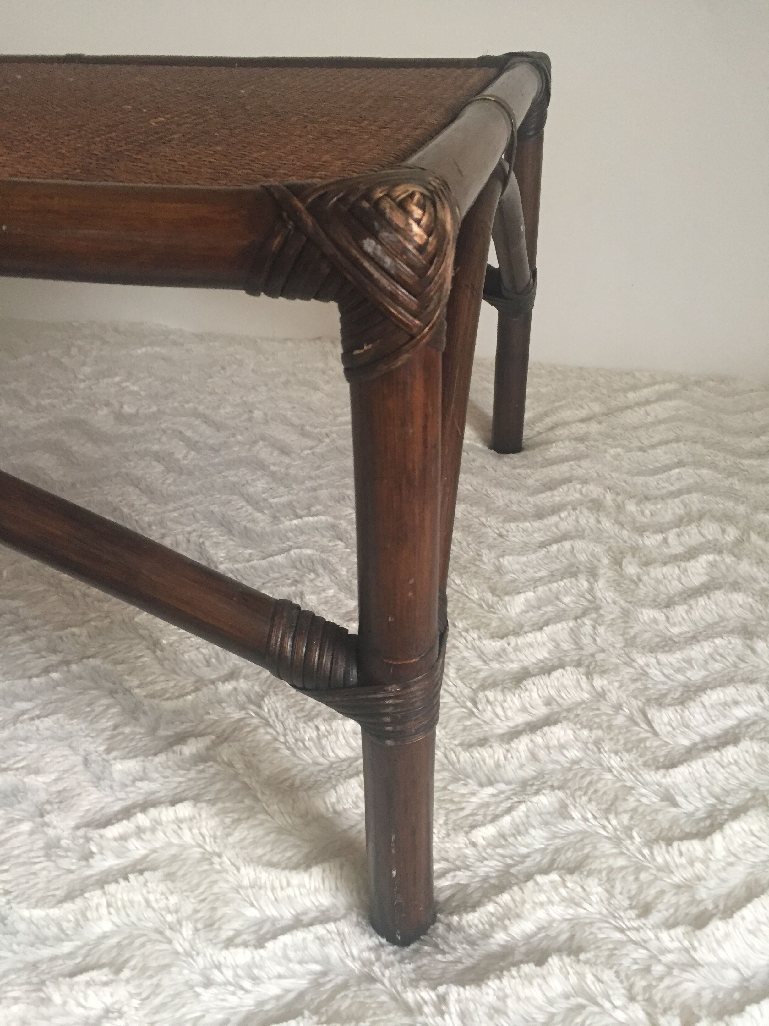 Braided rattan coffee table