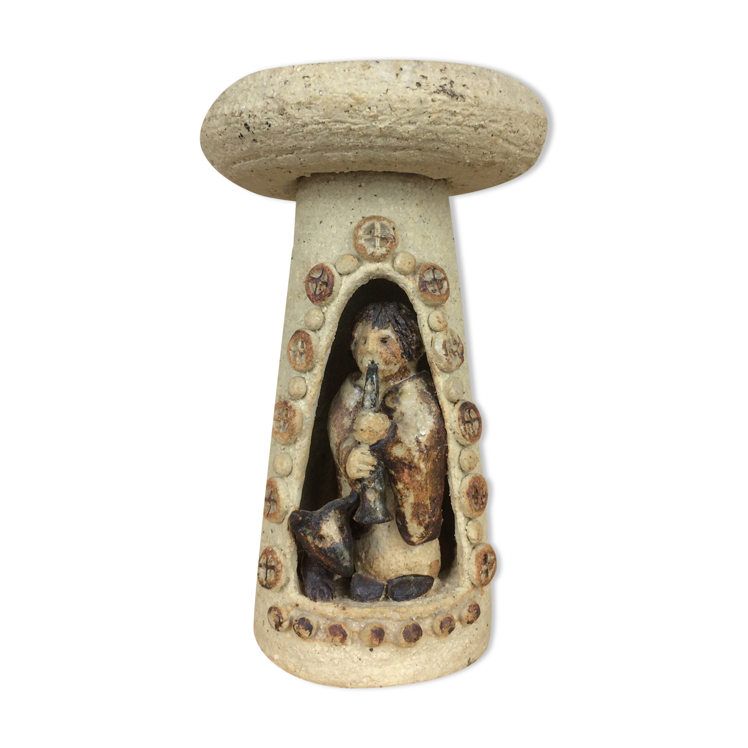 Ceramic candle holder 50 shepherd character and his dog