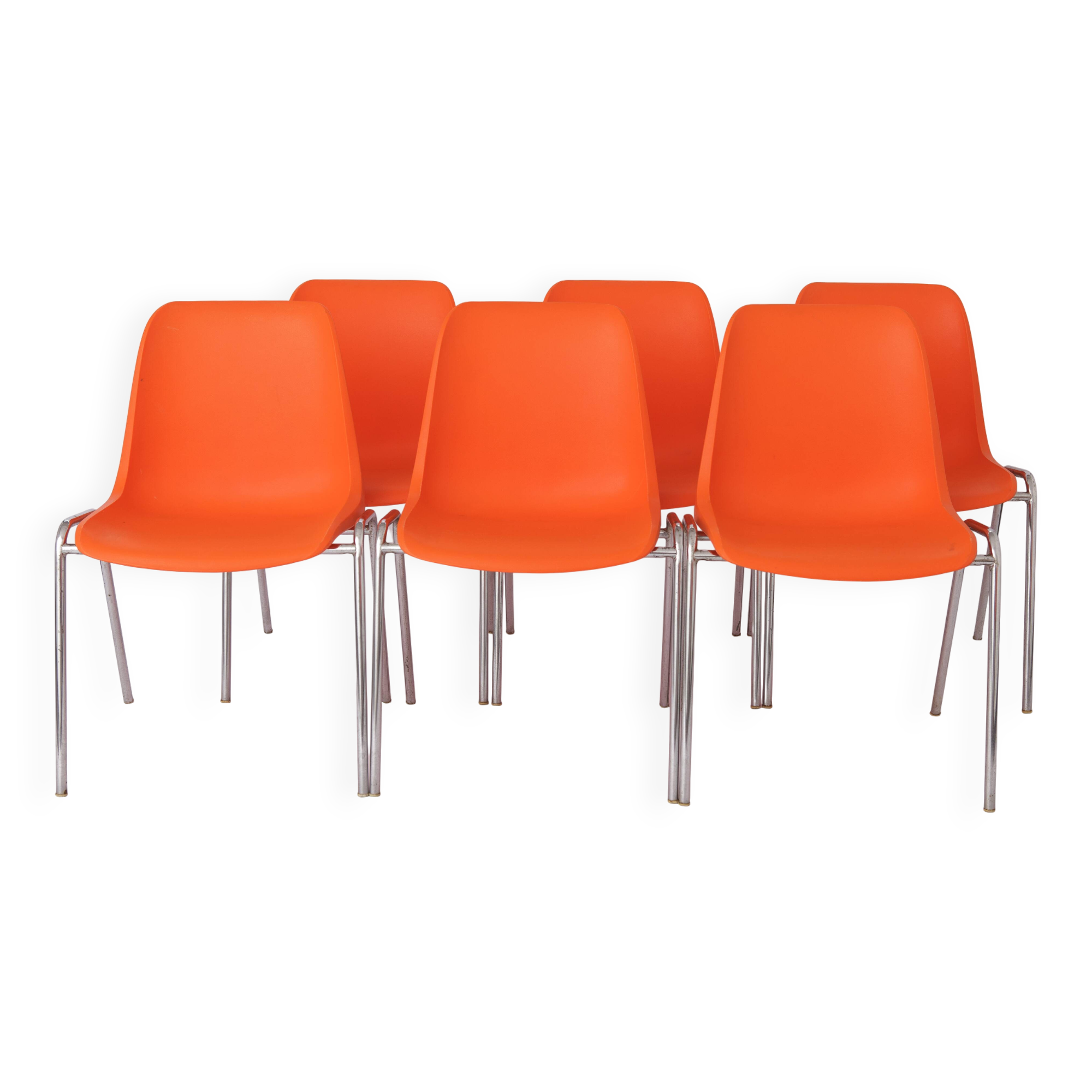 12 Stacking Chairs Vintage 1970s, Germany