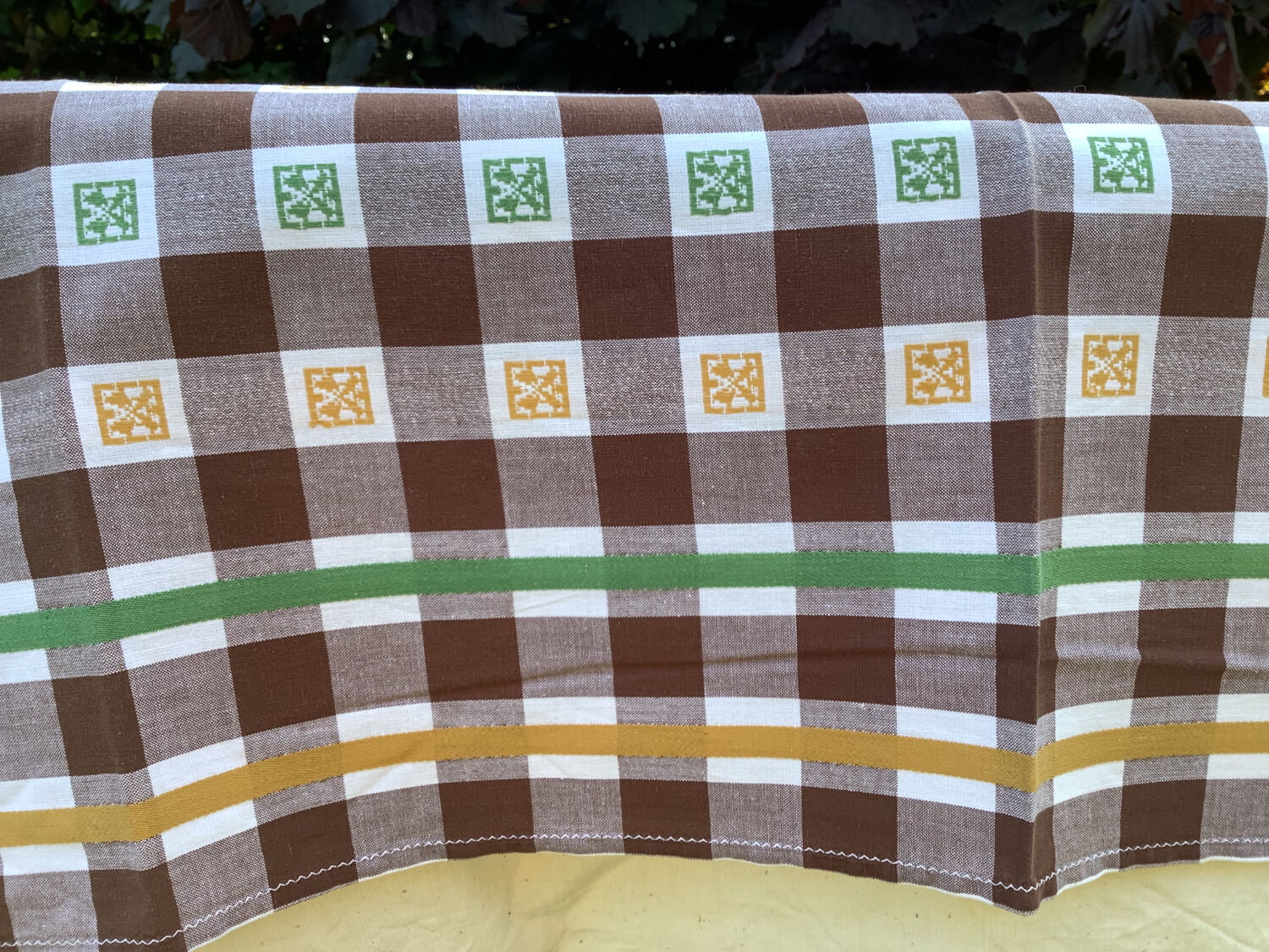 Vintage checkered tablecloth