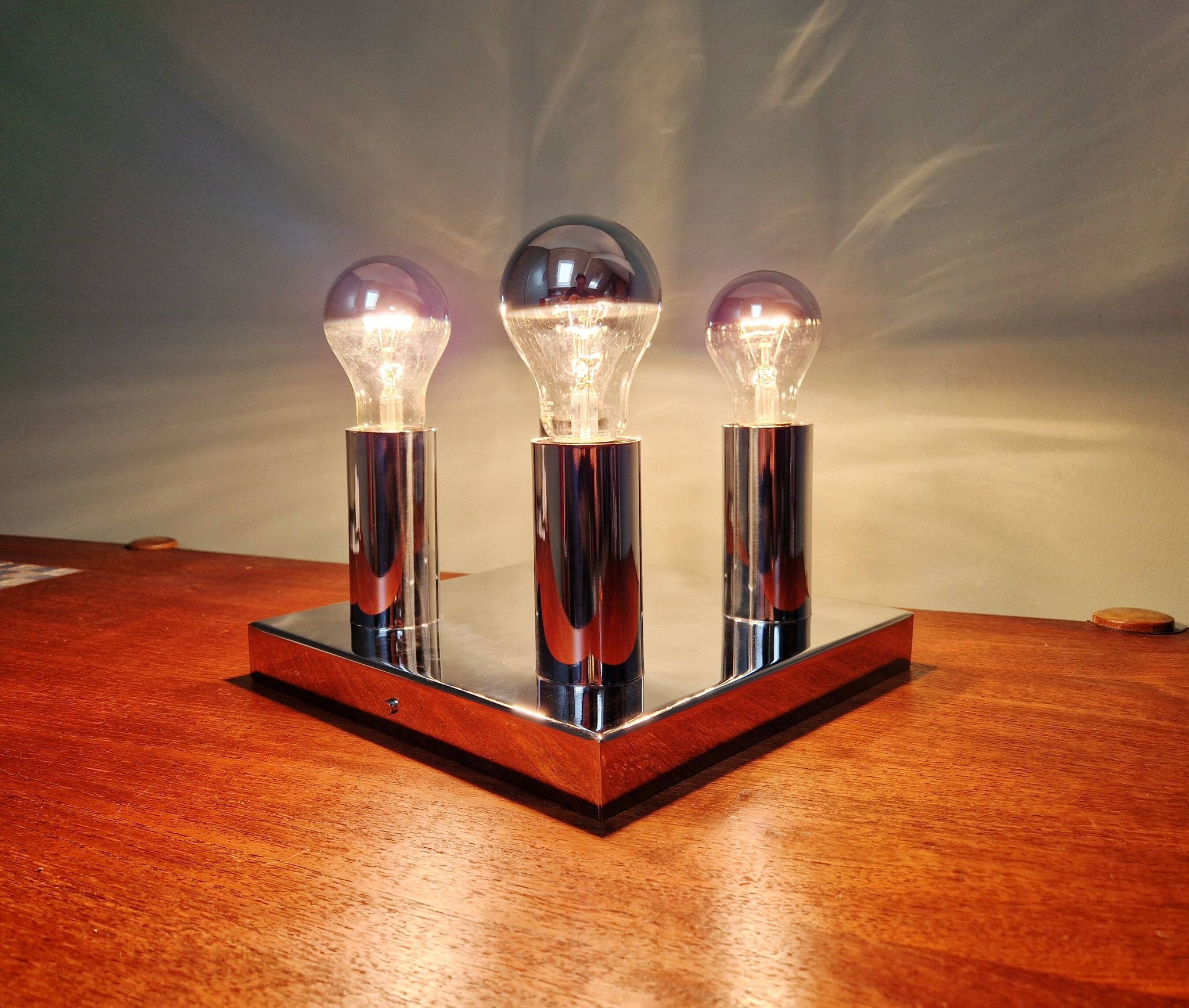 Space Age ceiling light in chrome metal, 1970s