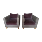 Paire de fauteuils Toile de Mayenne
