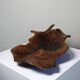 Large monoxyl bowl in dark raw olive wood from the 50s