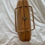 Striped wicker handbag briefcase