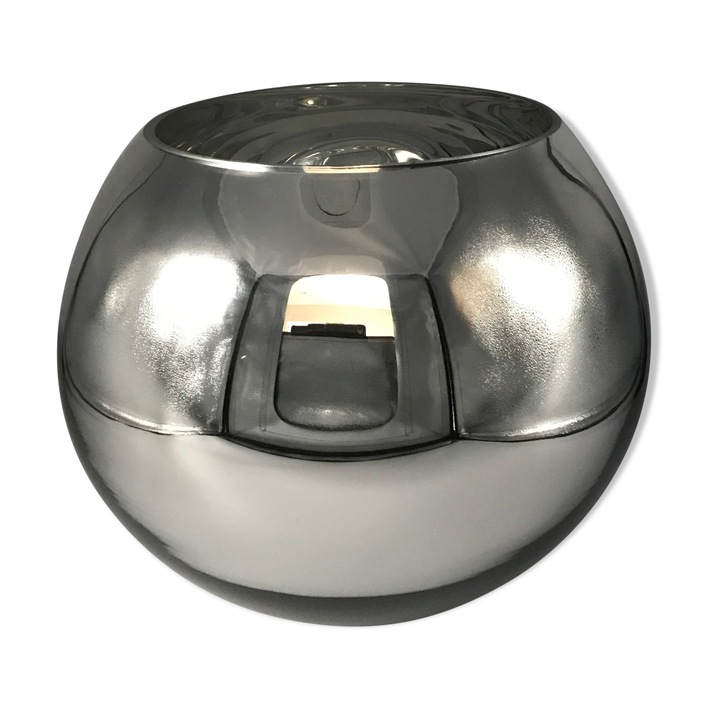 Vase form boule in smooth verre effect chromé or silver mercury 22 cm