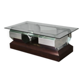 1970s Italian Chrome, Smoked Glass and Wood Coffee Table, Willy Rizzo Style