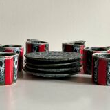 6 vintage luc vallauris art ceramic cups and saucers