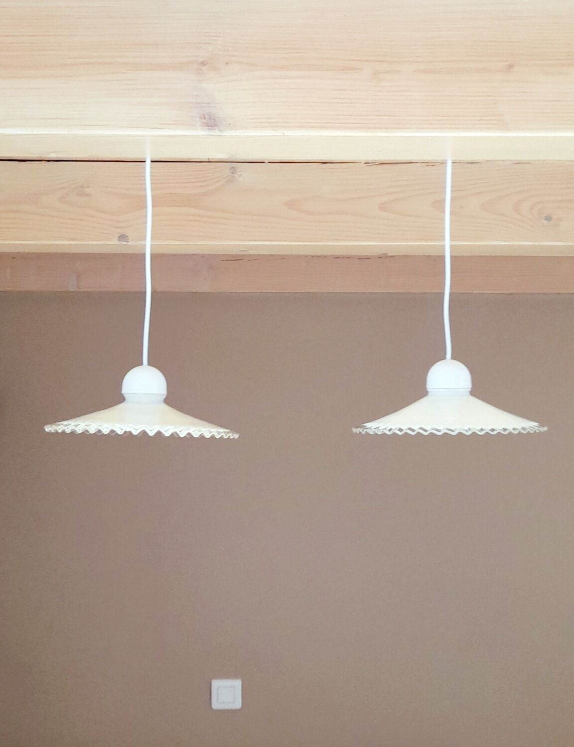 Set of 2 50s opaline pendants