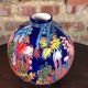 Art Deco style ball vase in glazed earthenware Jungle decoration Diameter 25 cm