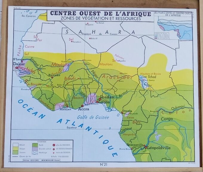 School poster rossignol montmorillon map west central africa n°21-22