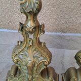Louis XV style gilded bronze andirons