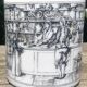 Antique pot in white opaline decorated with apothecary scene