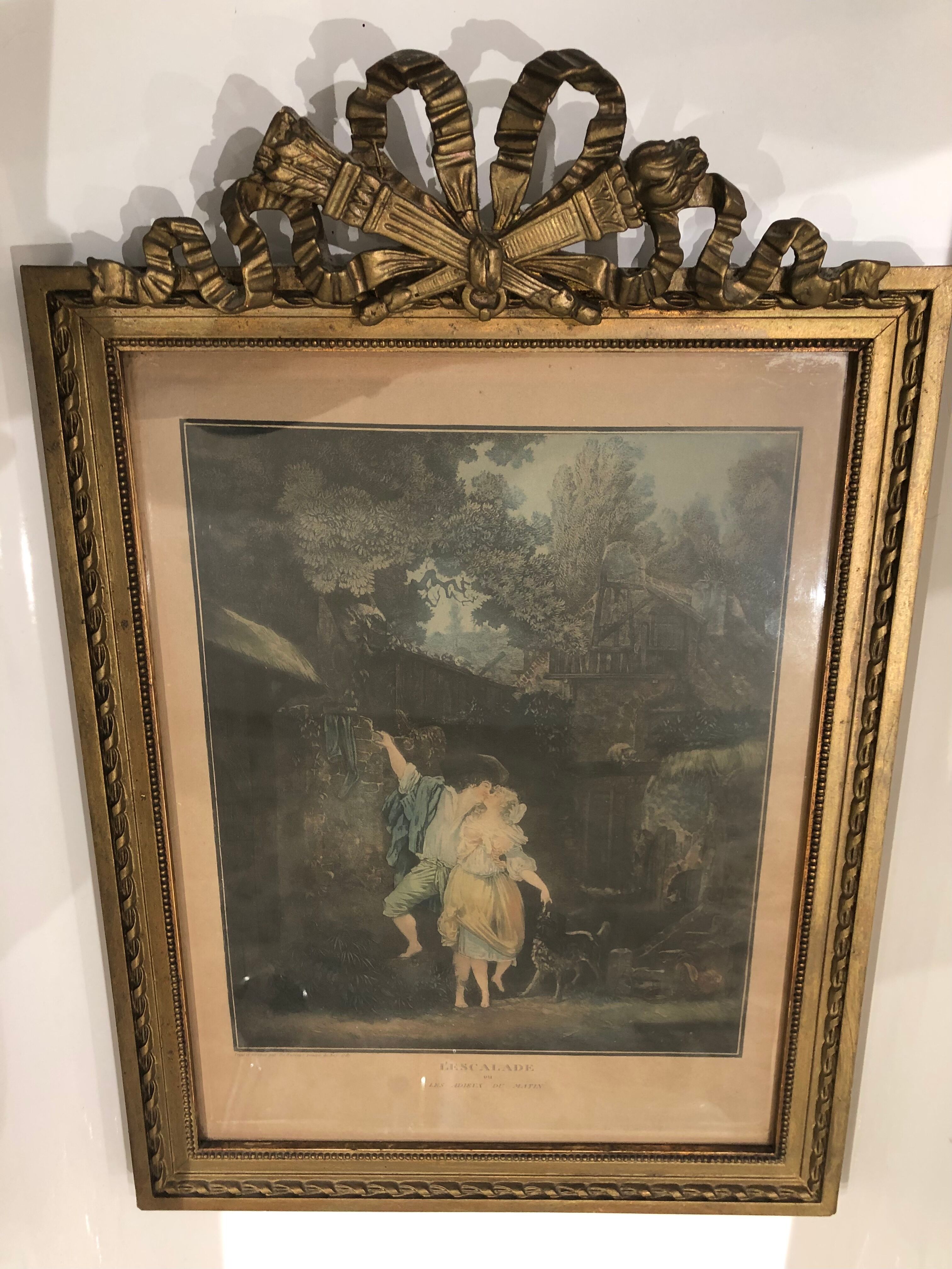 Old louis XVI style frame engraving climbing