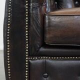 English Chesterfield armchair in sheepskin