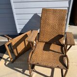 Chaise longue rotin vintage