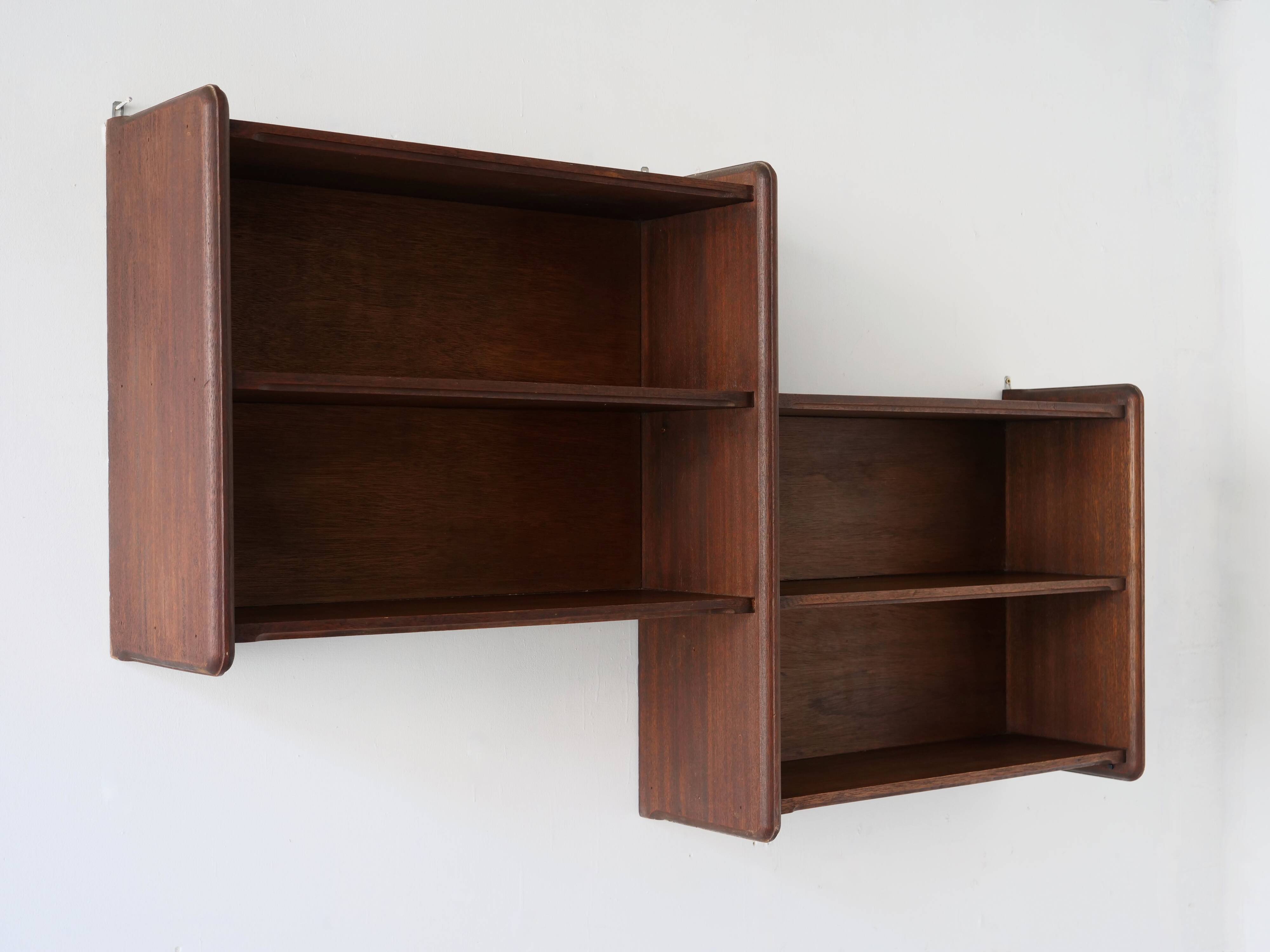 Art deco wall shelf in solid wood