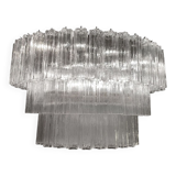 Lustre ovale en verre de murano transparent