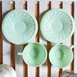 Opaline green art deco jadeite cups
