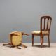 Antique walnut chairs with upholstered seats in fabric, Italy, late 19th century.