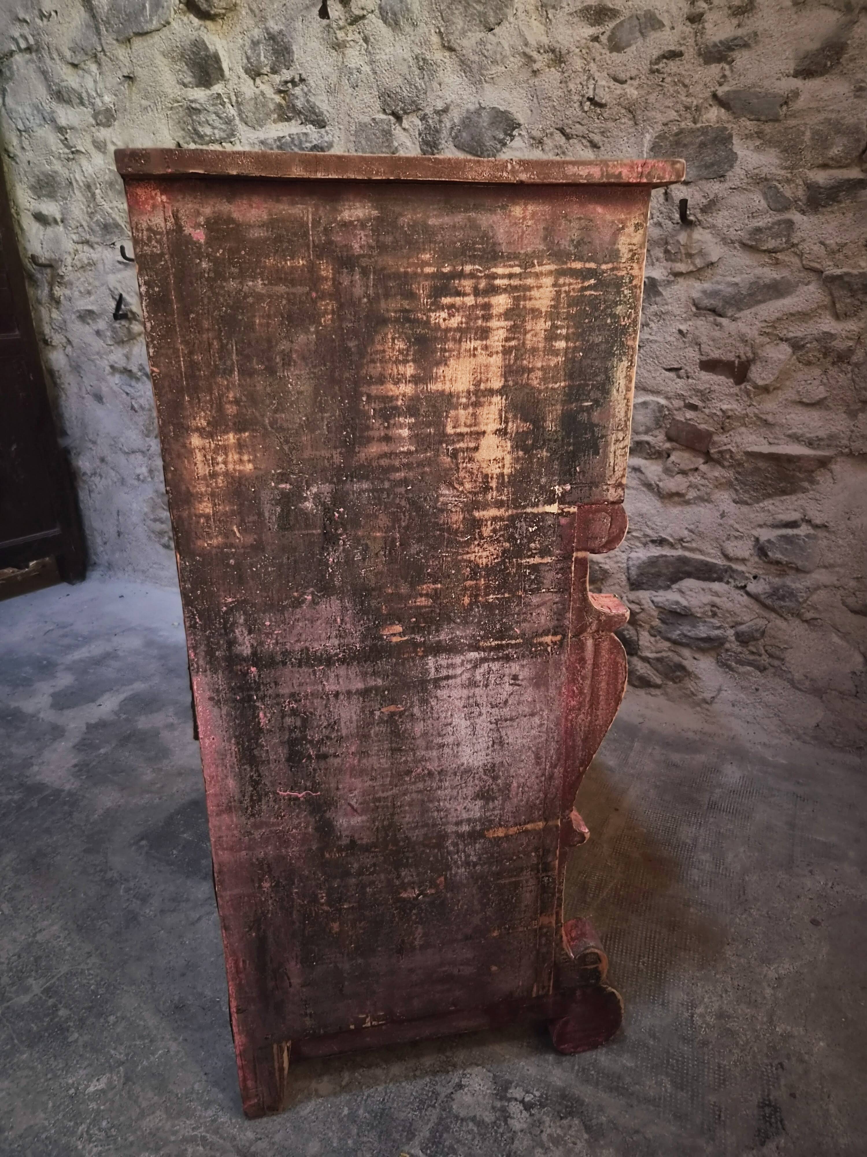 Commode de magasin peinte ancienne française, peuplier et pin, vers 1850–1900