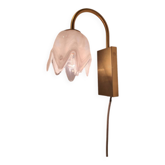 La Murrina Murano glass floral organic shape tulip white wall sconce on golden base light hand-crafted glass vintage lightning art deco lamp