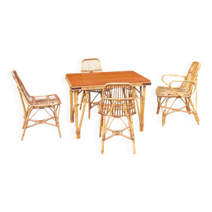 1 table 1 fauteuil 3 - rotin chaises
