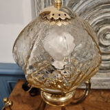 Table lamp, tripod, golden brass, vintage, 50s