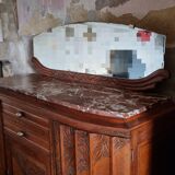 Old low art deco style sideboard, with marble and mirror
