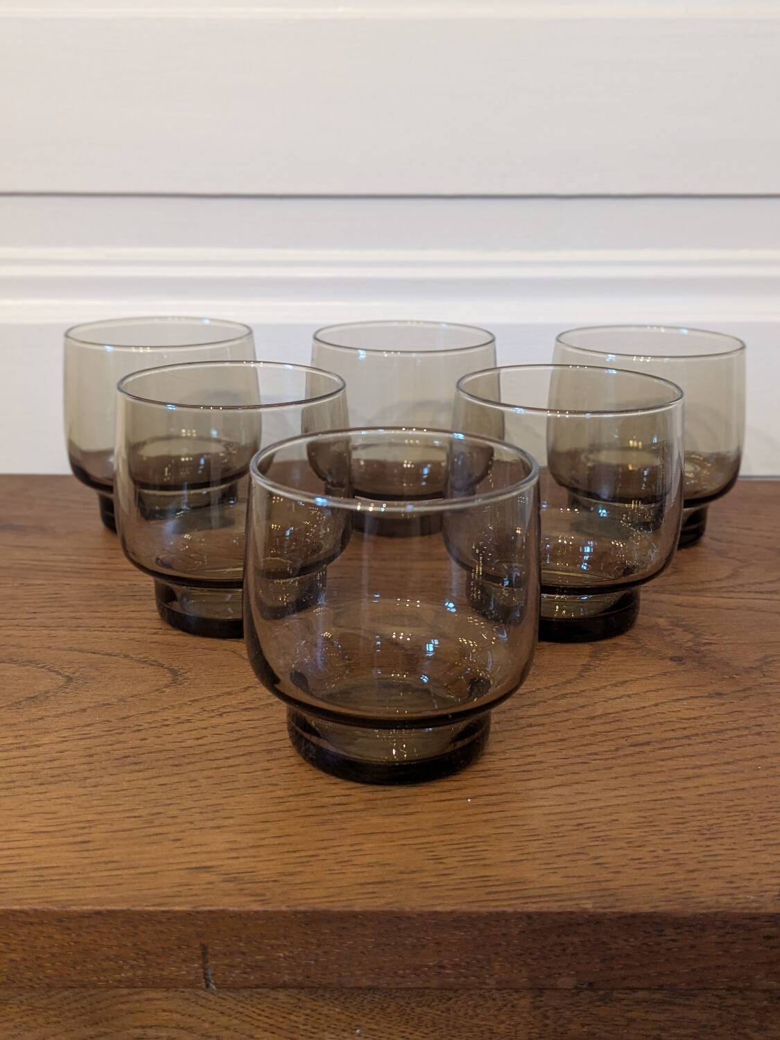 6 smoked glass water glasses