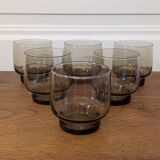 6 smoked glass water glasses