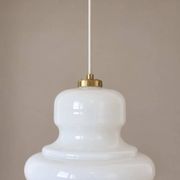 Vintage White Glass Pendant Shade, Large Glossy Glass Lampshade, 1970s–80s Yugoslavia, Diy Lighting