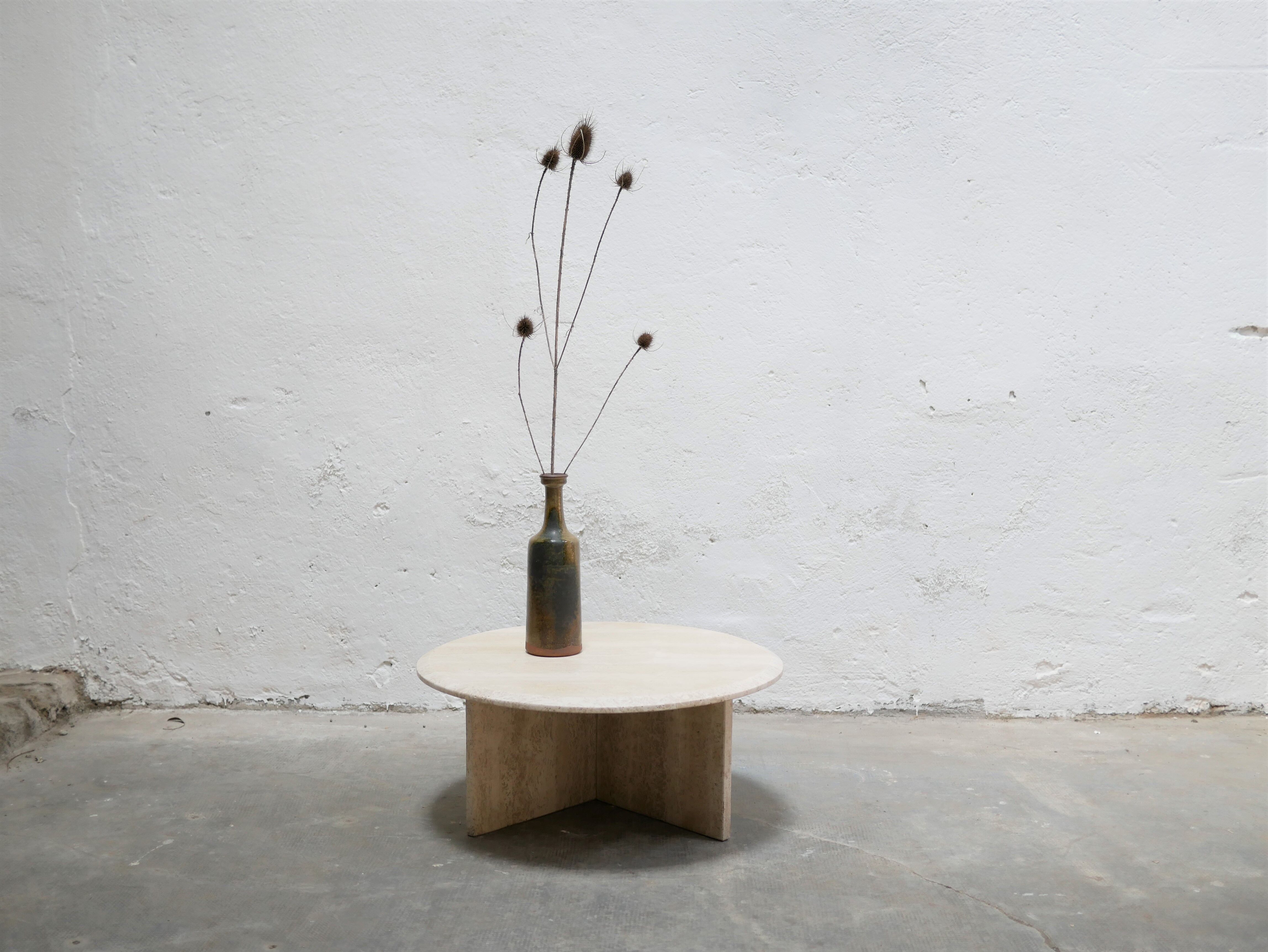 Vintage side table in travertine