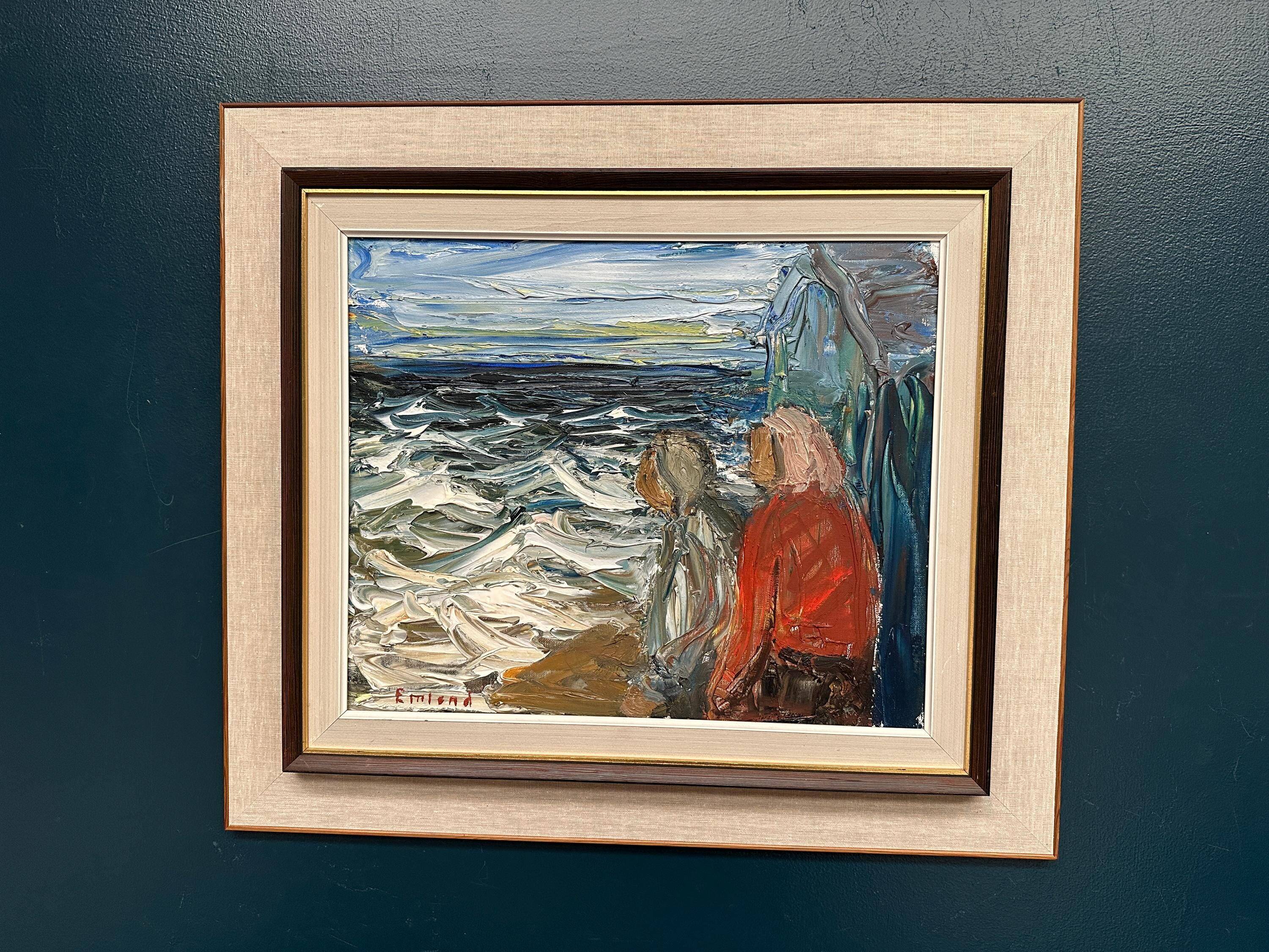 Original Swedish Oil on Canvas – “Figures” by Einar Emland – Vintage