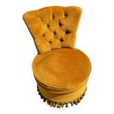 Vintage mustard velvet armchair with fringes - Art Deco inspiration