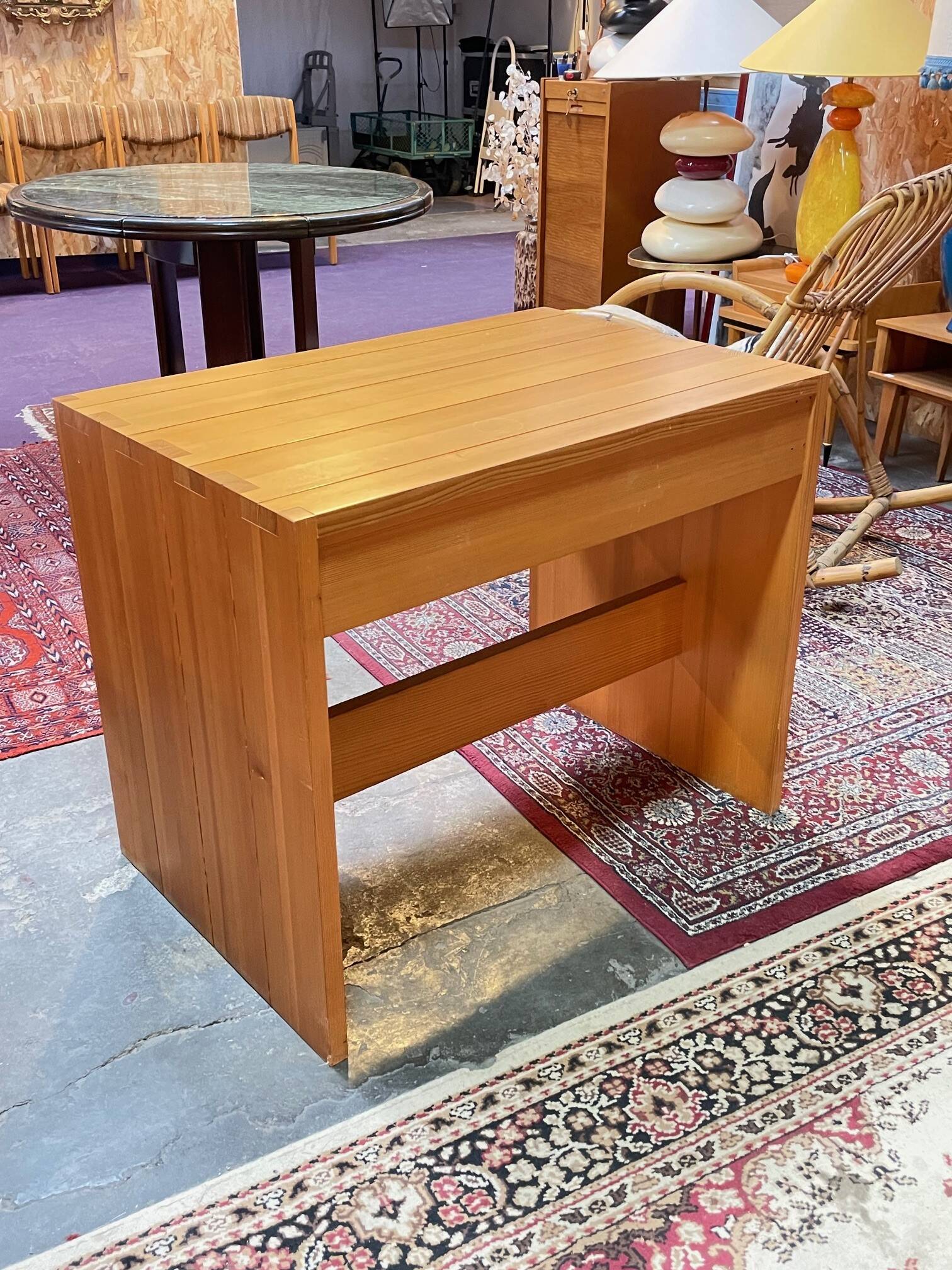 Vintage pine desk by Roland Haeusler for Maison Regain