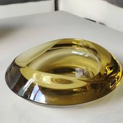 Bohemian Czech design empty pocket. Made of amber blown art glass by Rudolf Jurnikl.