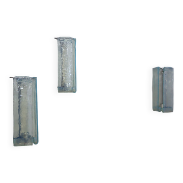 Set of 3 Murano wall sconces by Carlo Nason for Mazzega, 1970s