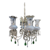 French-style silver chandelier with Swarovski crystal pendants, 1980