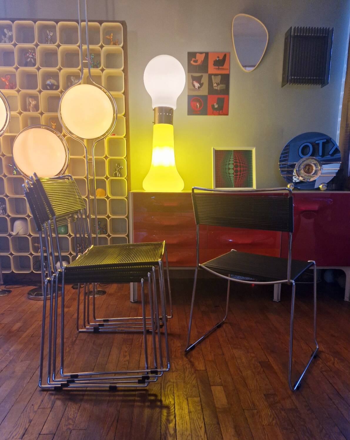 Set of 5 spaghetti chairs by giandomenico belotti for alias vintage 1980