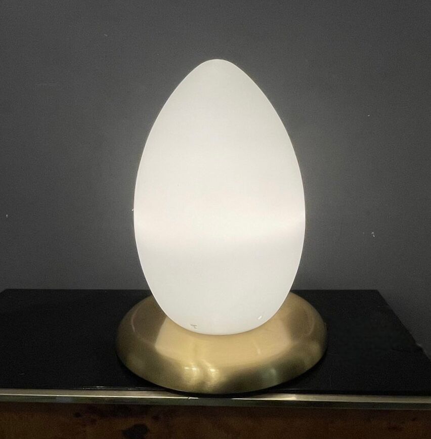 Murano Glass Egg Shaped Table Lamps, 1980s, Set of 2